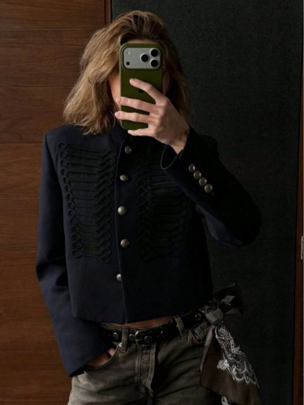 Navy Blue Casual Women's Versatile Button-Decor Single-Breasted Short Jacket - Picture 6 of 10